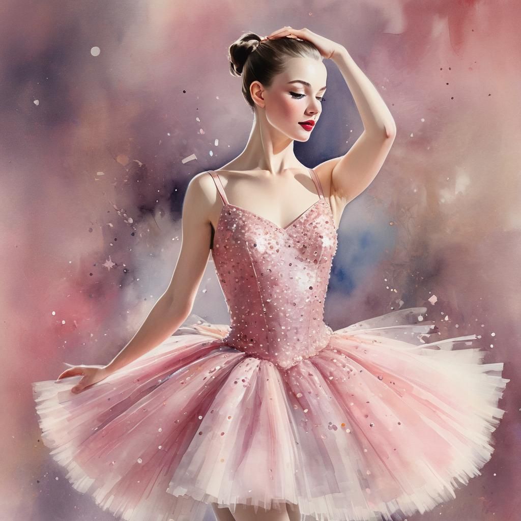 A silk 1950s  glittering sparking pink  ballet dress knee le...