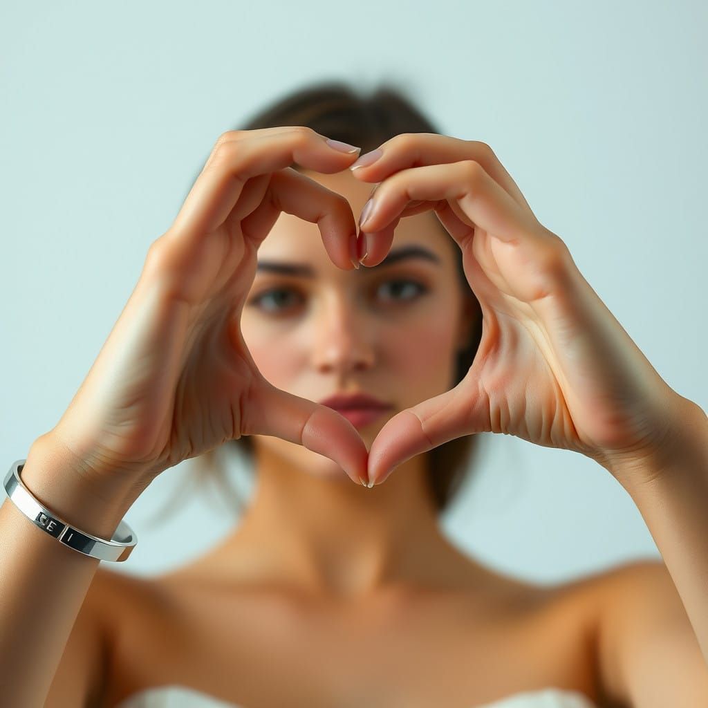 Gentle Beauty Forms Heart with Delicate Hands