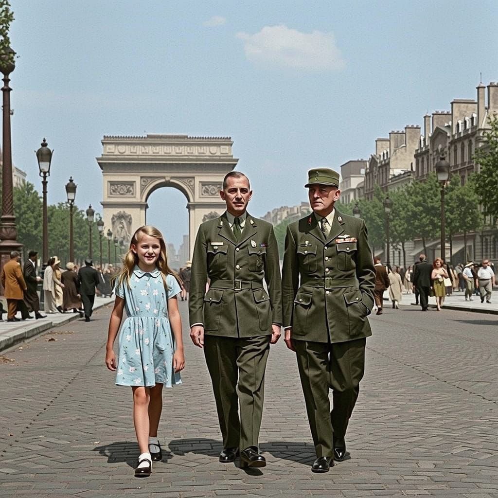 Journey to the end of August 1945 on the Champs-Elysée, Pari...