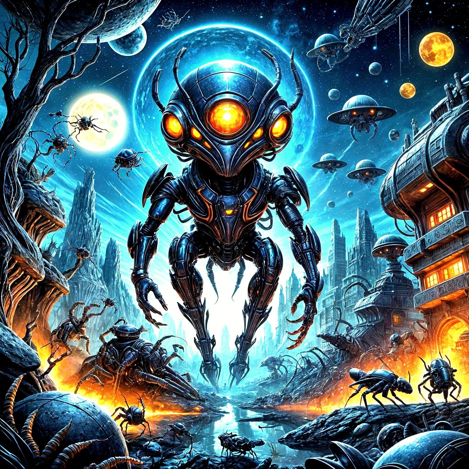 Alien Bug Planet in Comic Book Art Style