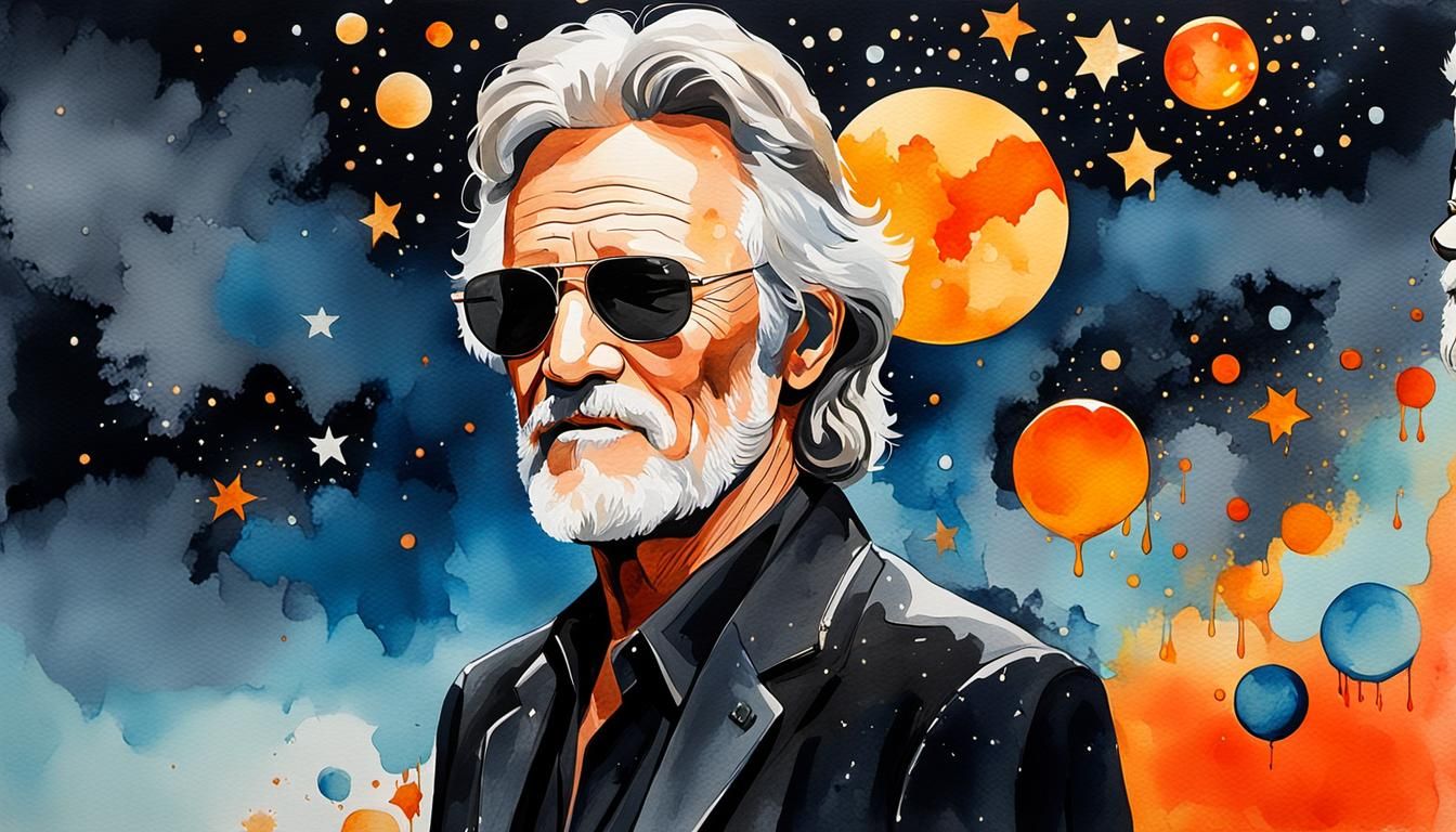 Kris Kristofferson in Pop Art Watercolor Style