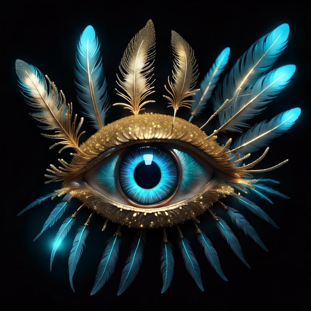 Bioluminescent Eye with Neon Details in 3D