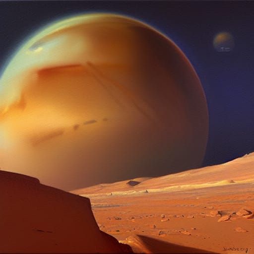 Martian Landscape in Oil Painting Style
