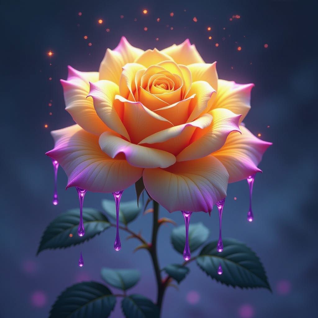 Radiant Yellow Rose with Glowing Red Veins