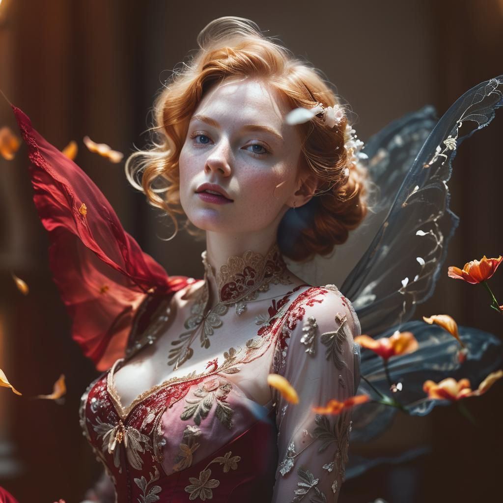 Baroque Portrait of Woman in Crimson Dress