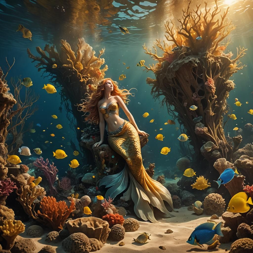 Mermaid Emerges in Romantic Underwater Scene
