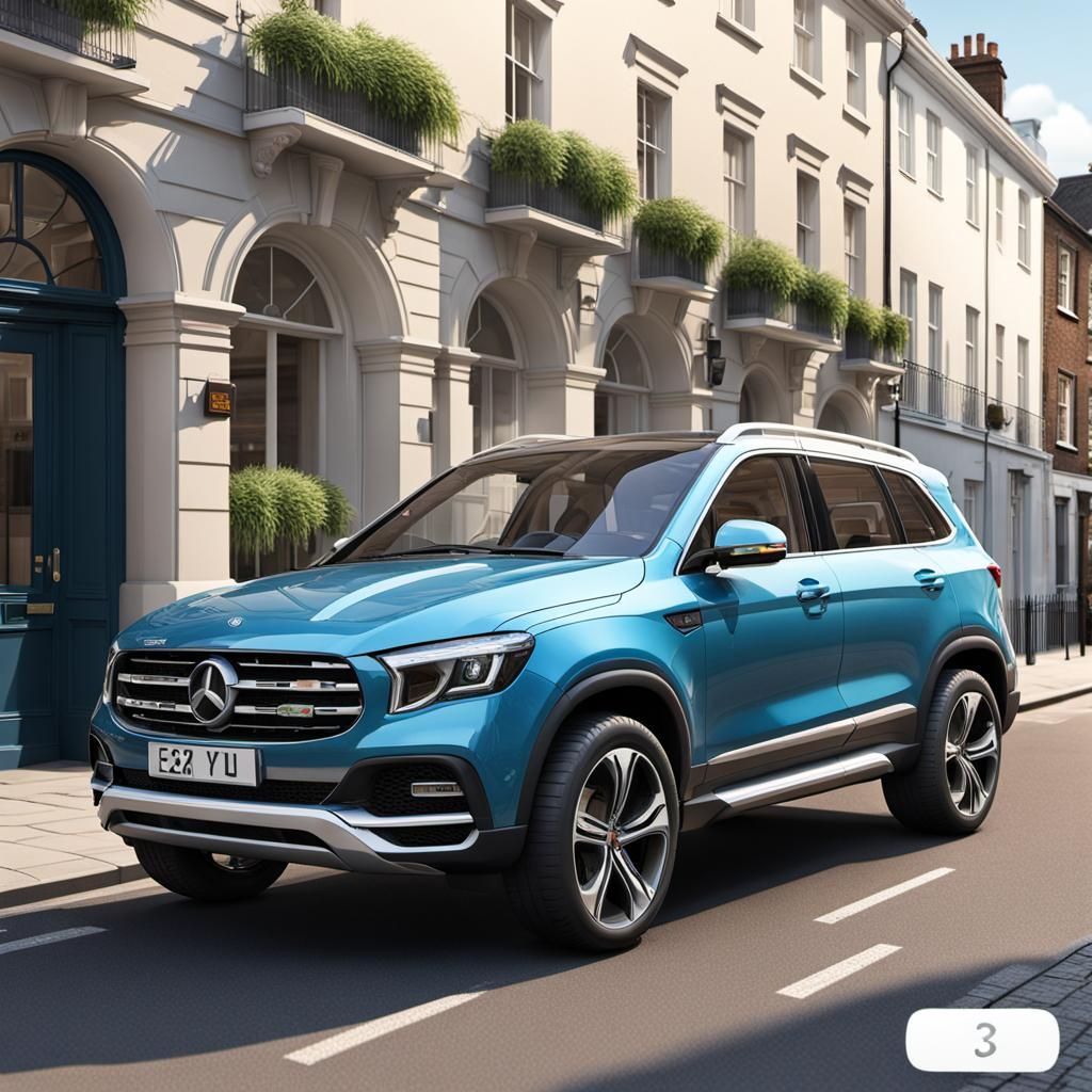 SUV Car on London Street in Photorealistic Style