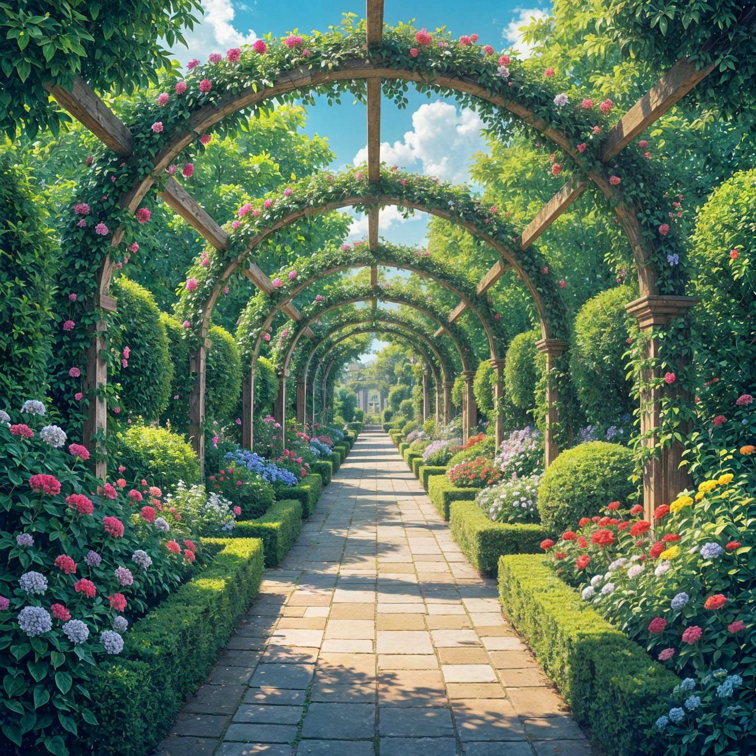 Magnificent Topiary Garden in Studio Ghibli Style