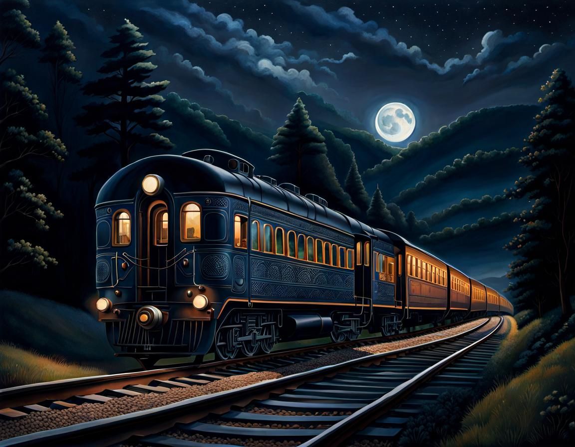 Midnight Train Through Georgia's Moonlit Hills