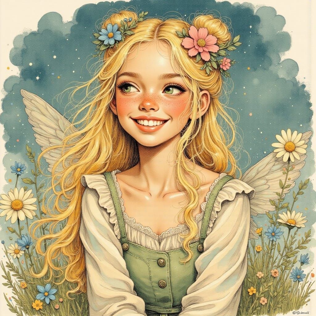 Enchanted Flower Fairy in Whimsical Art Style