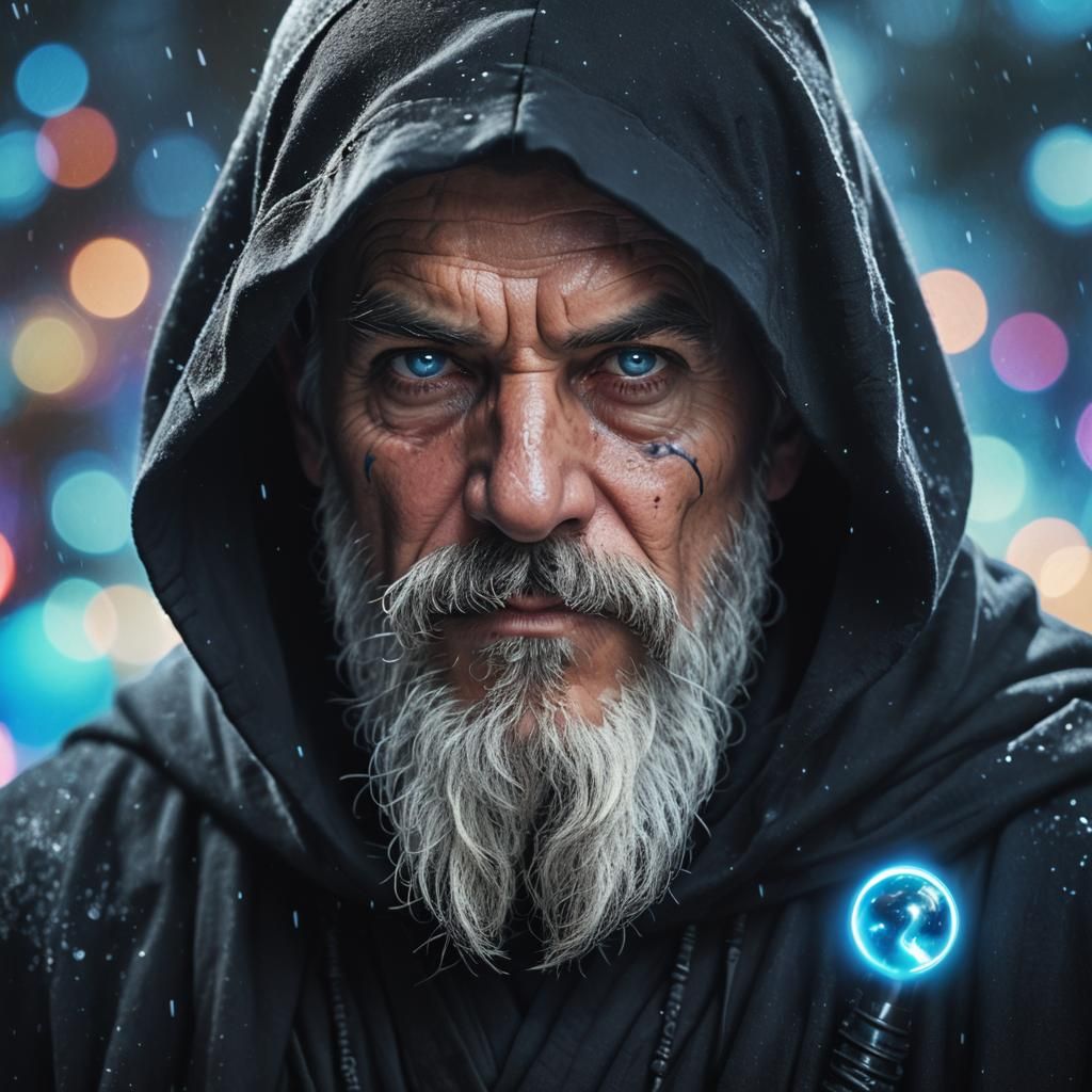 Cybernetic Jedi Knight Portrait in Matte Painting Style