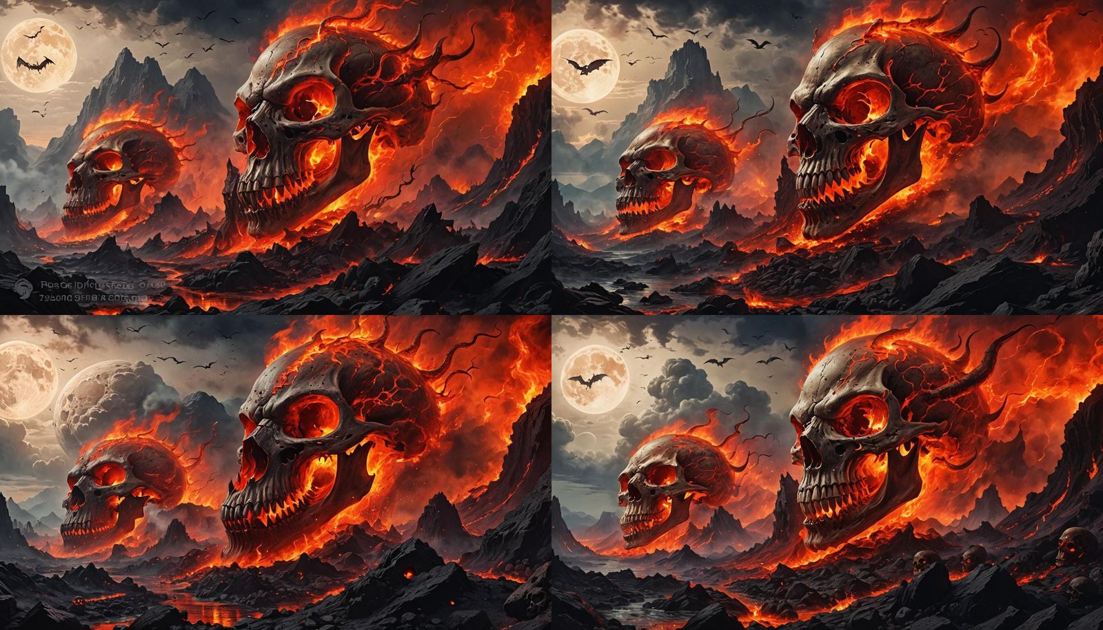 Infernal Landscape with Monster Skulls and Lava