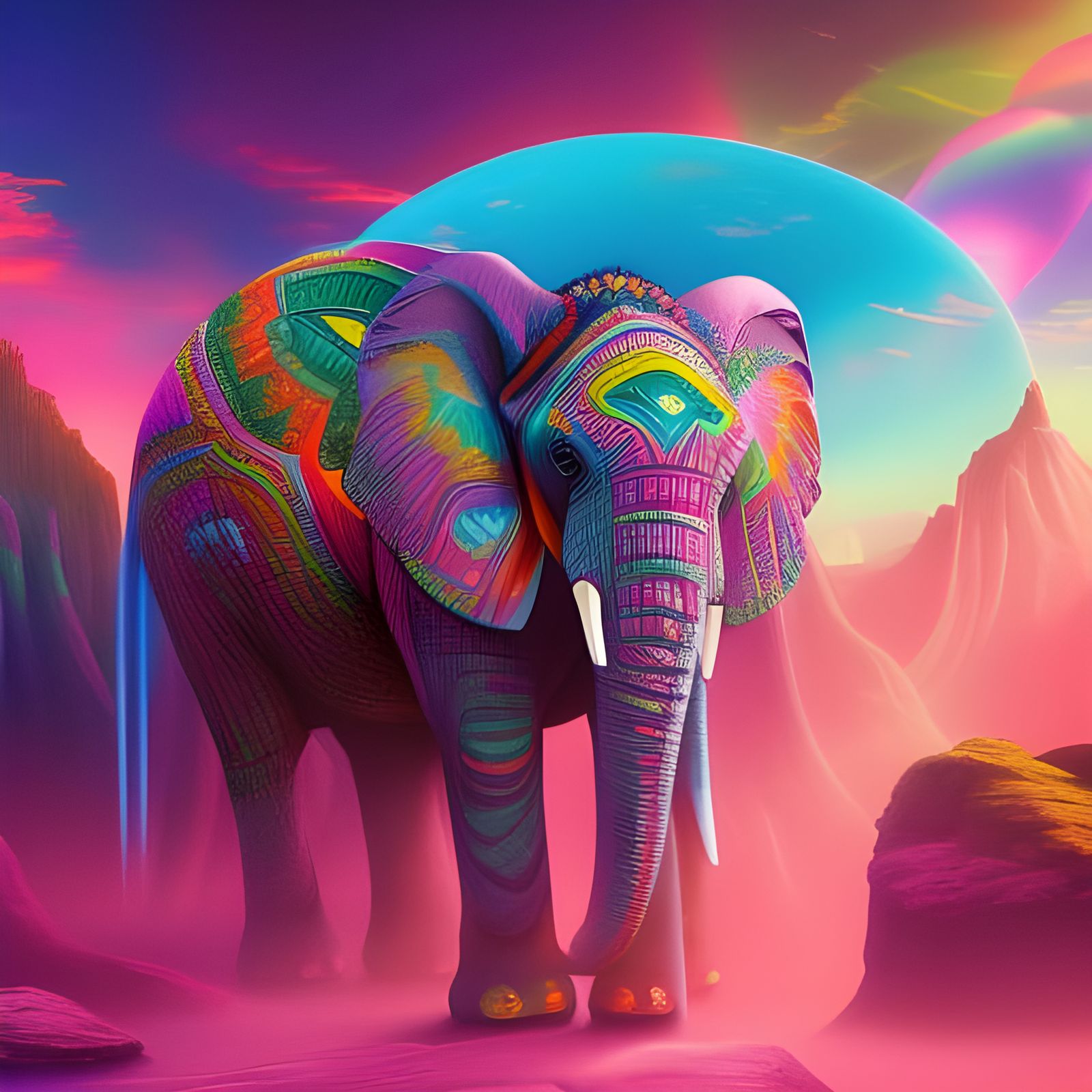 Pink Elephant Hallucination in Technicolor Cell Animation
