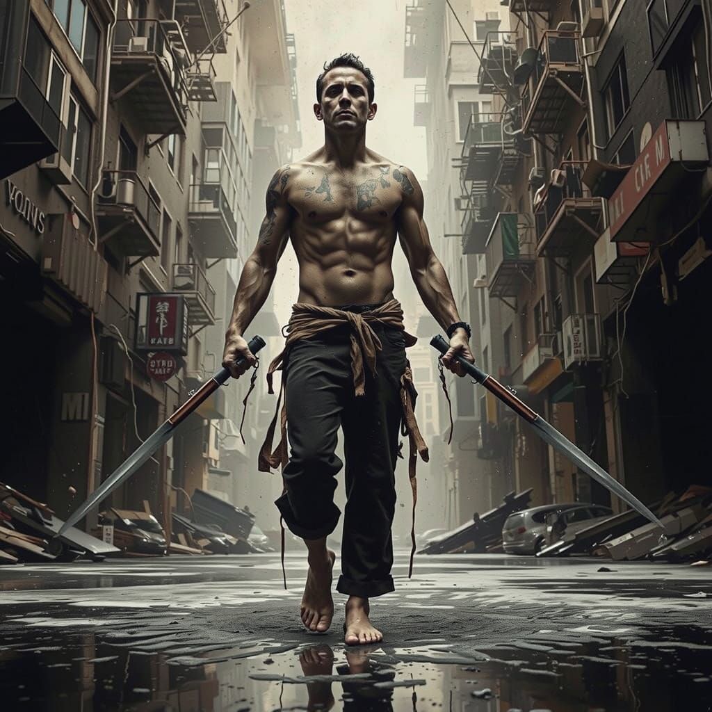 Razor's Edge: Hyper-Detailed Epic Composition