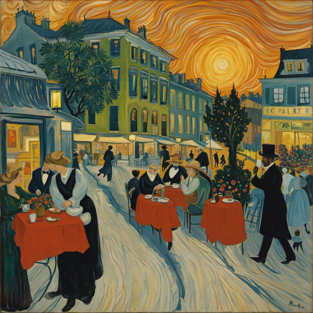 Angus Russell at Night Cafe in Van Gogh Style