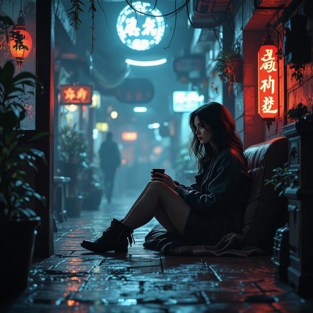 Cinematic Portrait of Woman in Moody, Atmospheric Setting