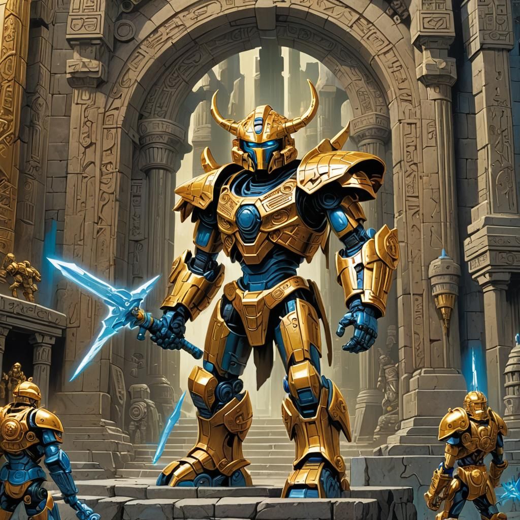 Retro Comic Book Cover: Golden Bionicle at the Forge