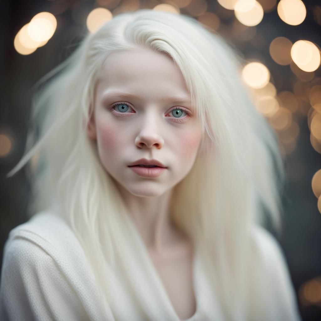 Striking Portrait of an Albino in Natural Light