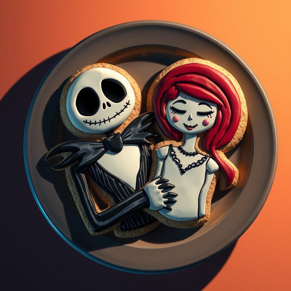 Jack and Sally Cookies in Anime Style
