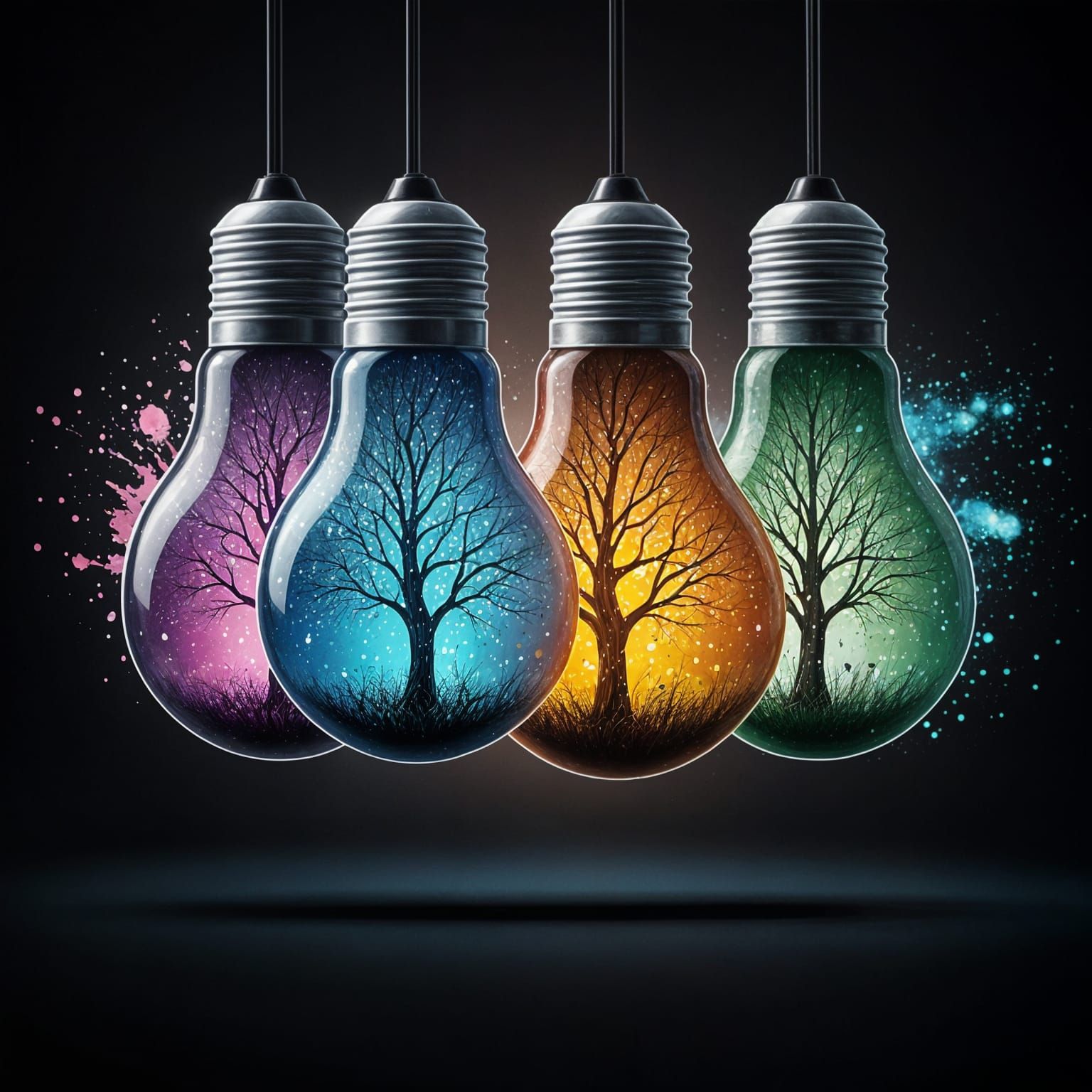 Four Seasons in Lightbulbs: Graffiti Splash Art
