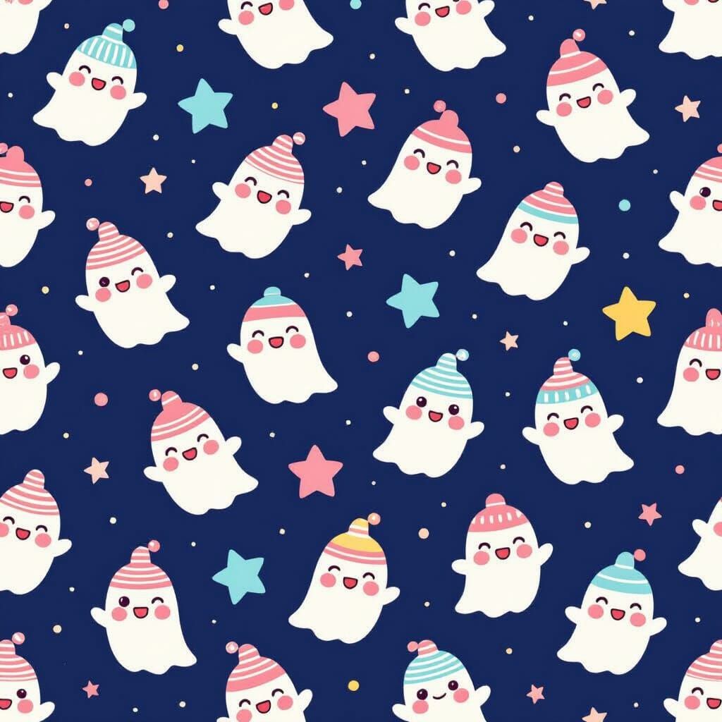 Adorable Anime Ghosts on Socks in Kawaii Style