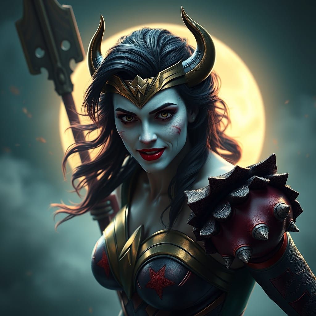 Wonder Woman as Pennywise in Fantastical Matte Painting