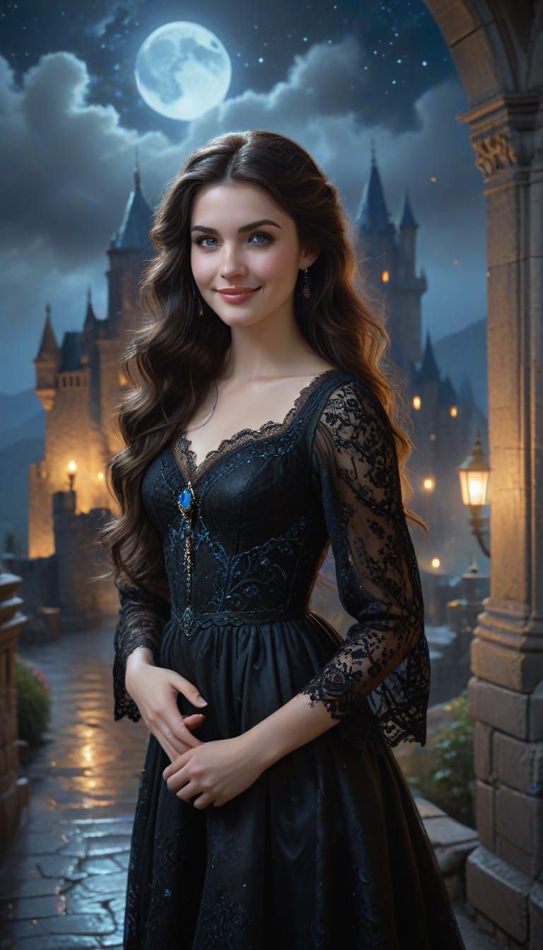 Mystical Nighttime Portrait of a Mother and Child