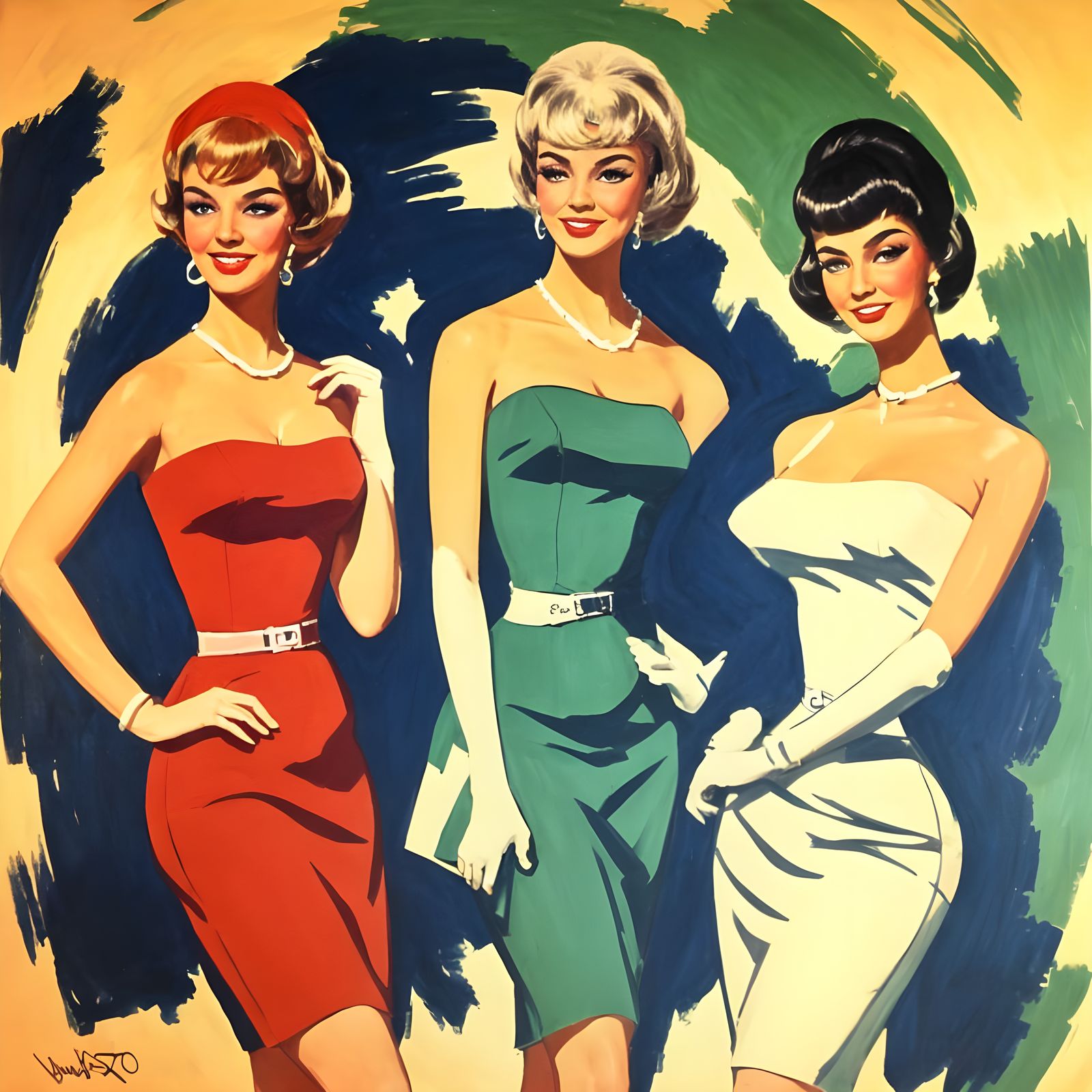 Sultry 1960s Italian Goddess in Abstract Impressionist Style