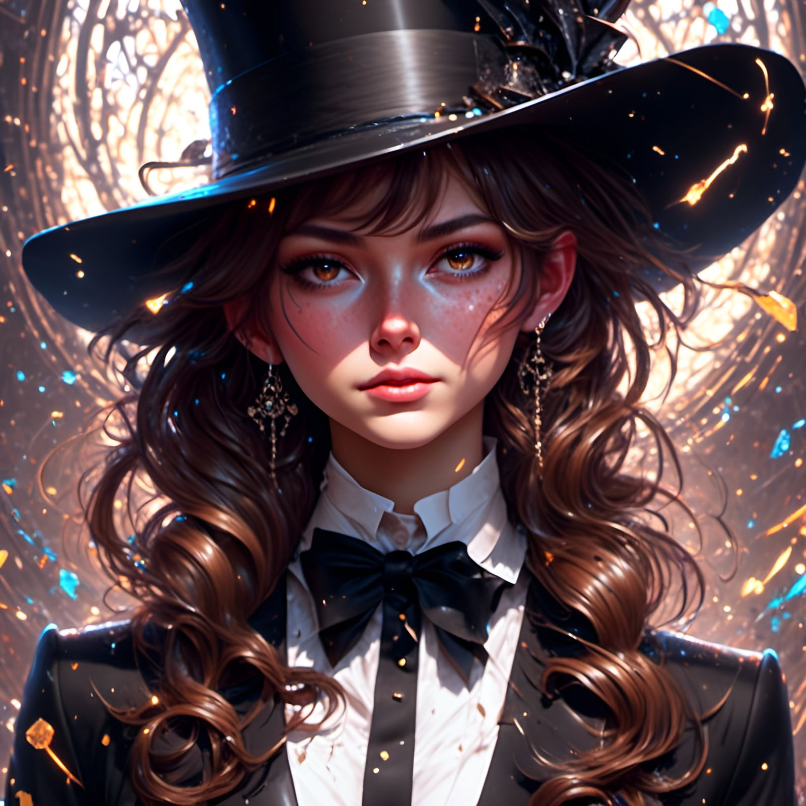 Beautiful Woman in Tuxedo, Hyperdetailed Art Portrait