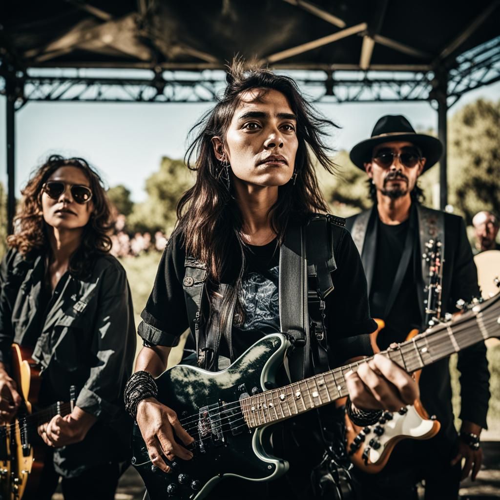 Mexican Rock Band Performs at Central Park on Sunny Day