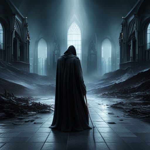Grim Reaper in Hogwarts-like Hall: Digital Matte Painting