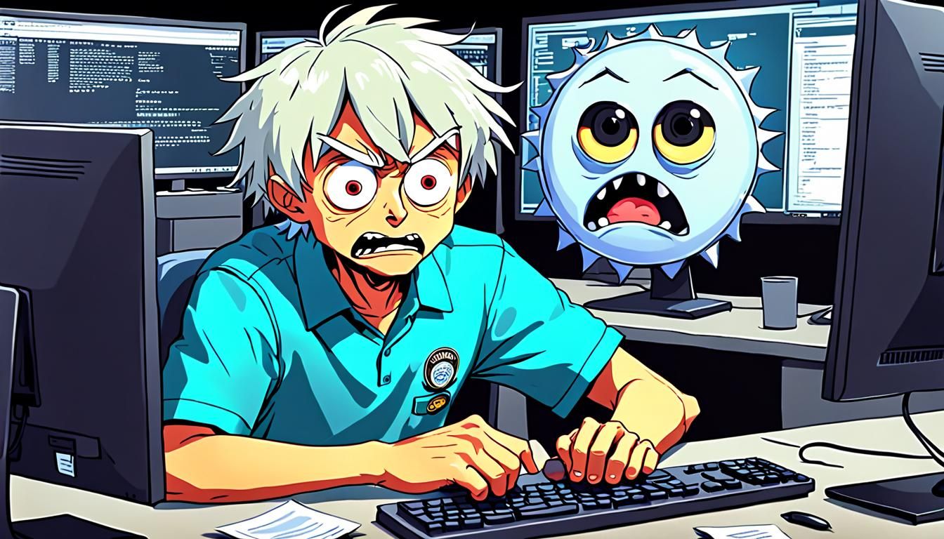 Funny Anime Cartoon of Confused Moderator