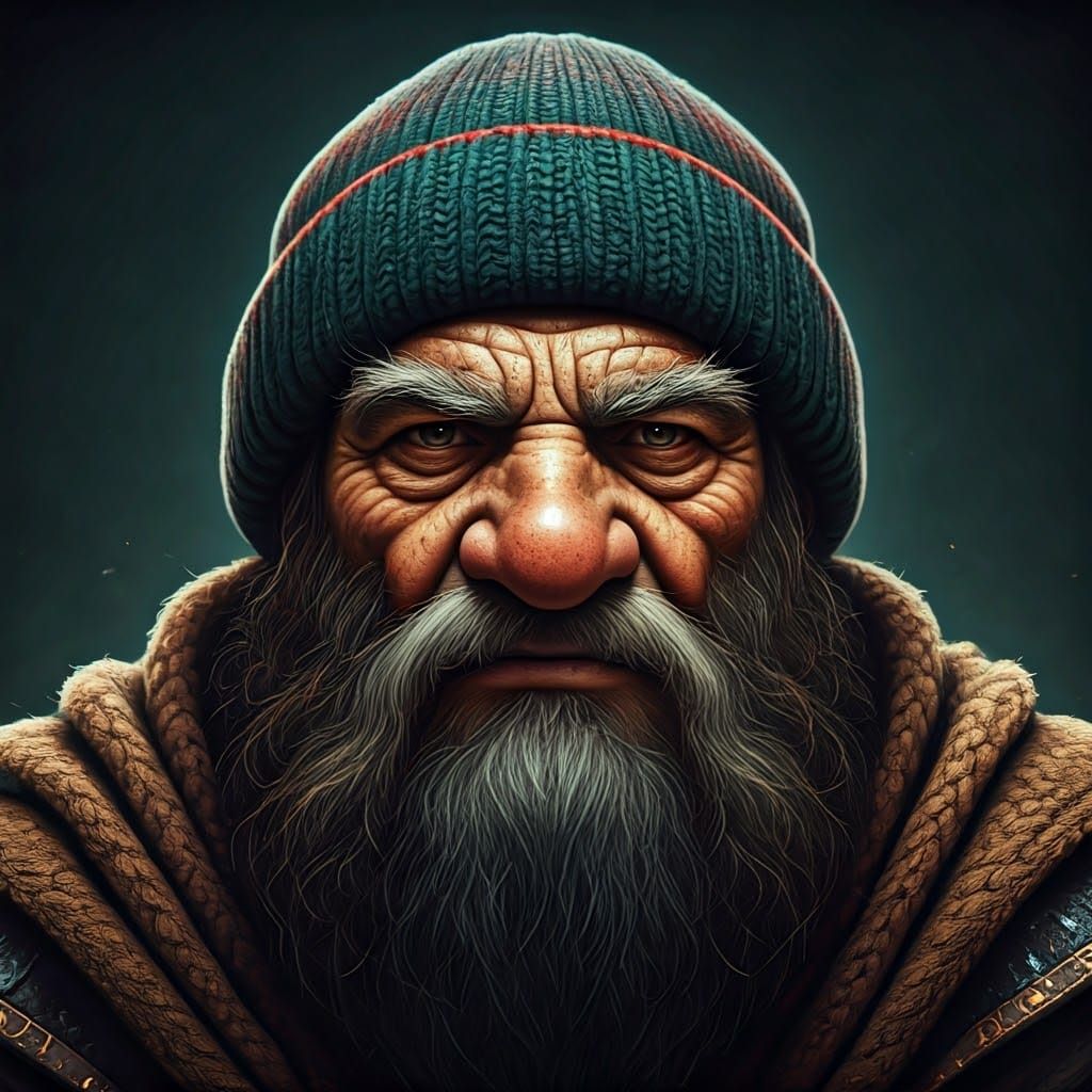 Stern Dwarf Transmuter in Intricate Knit Beanie