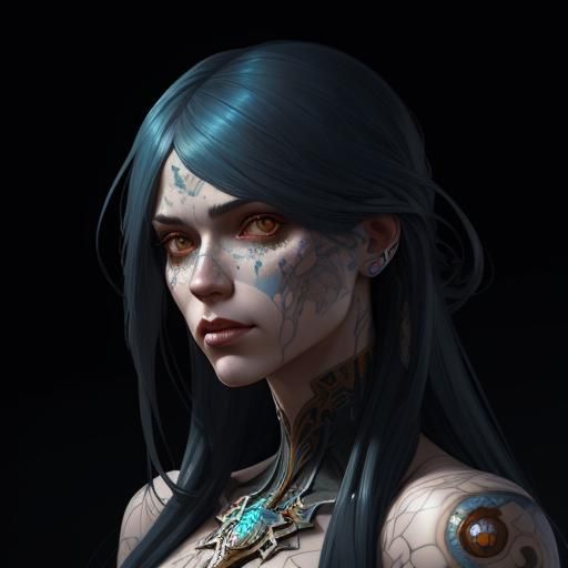 Sad Girl Portrait in Hyperdetailed Art Nouveau Style