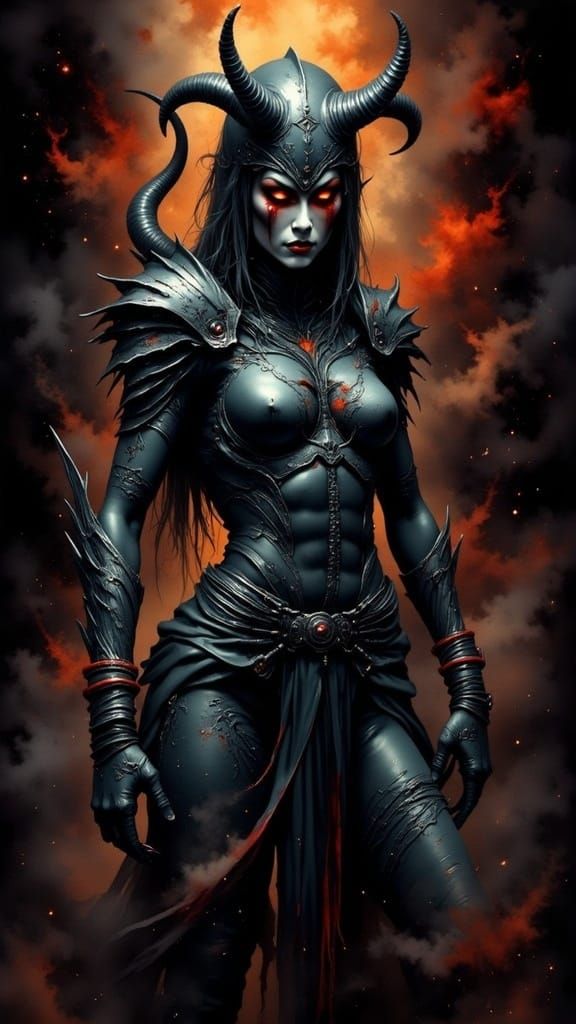 Ominous Demon in Gothic Fantasy Style