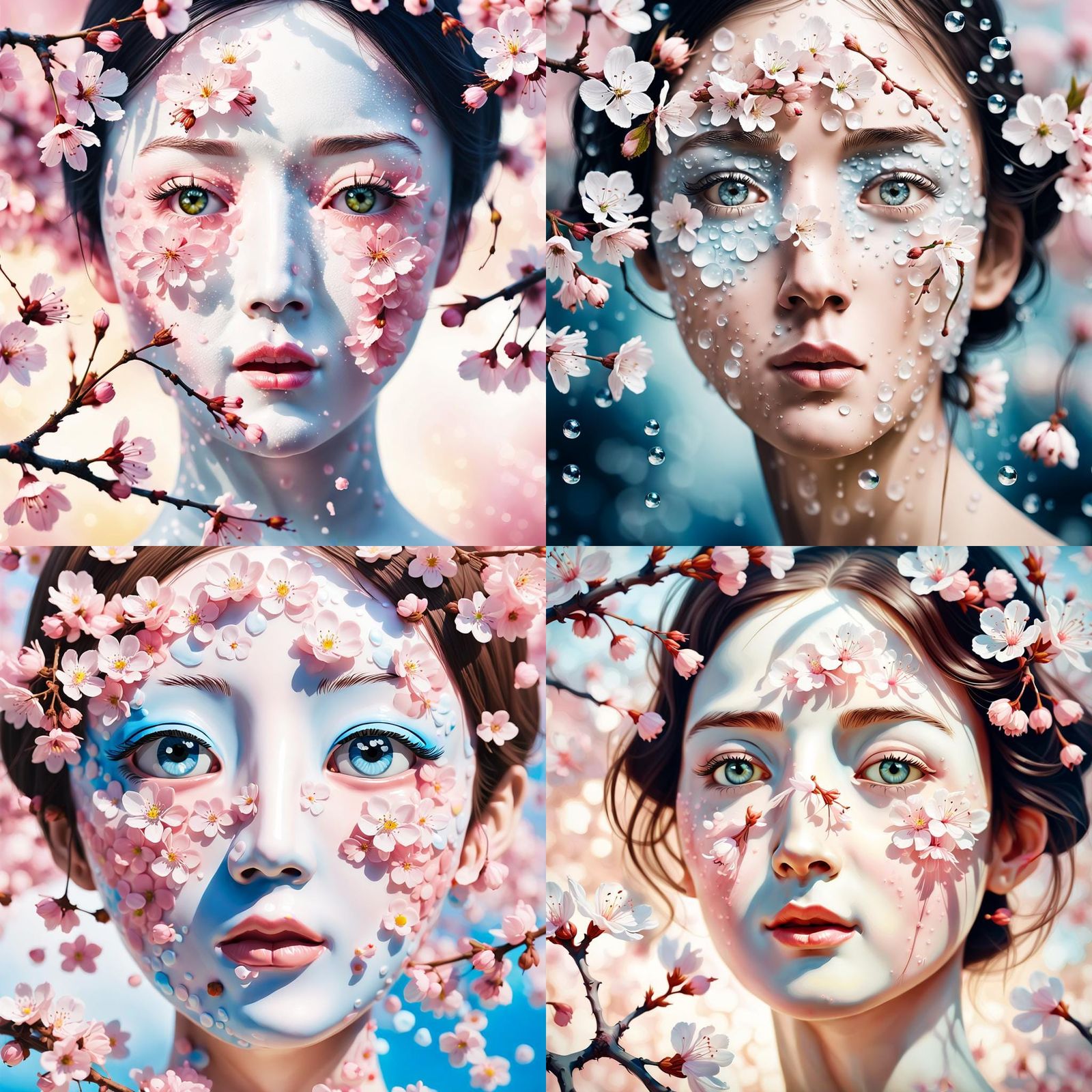 Face Made of Cherry Blossoms