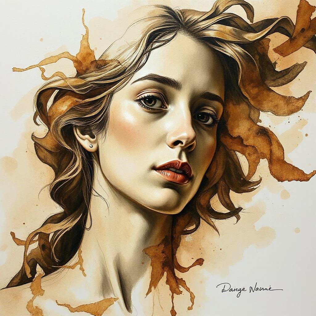 Abstract Tea-Stained Art in Renaissance Style