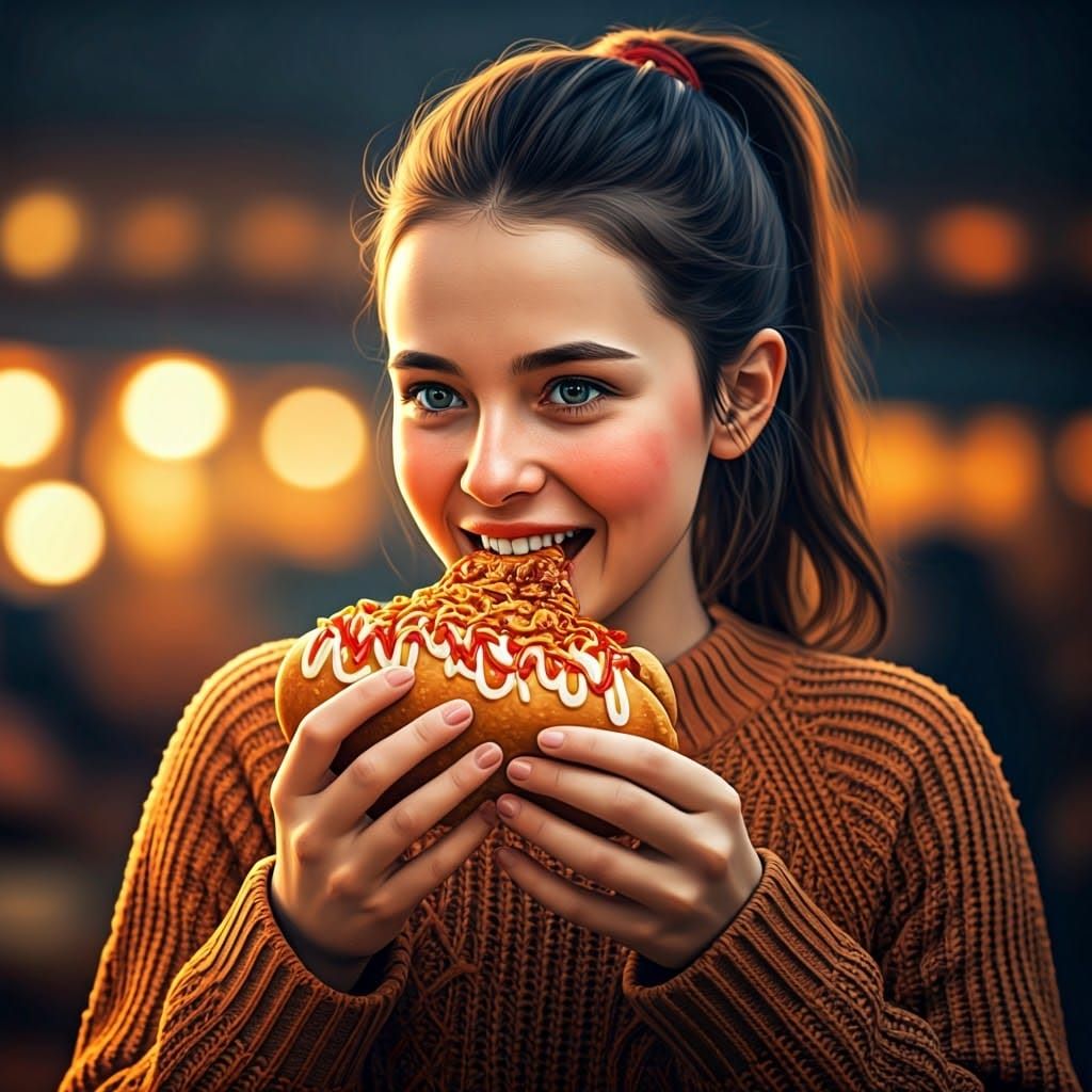 Girl Enjoys Zspiekanka in Hyperrealistic Portrait