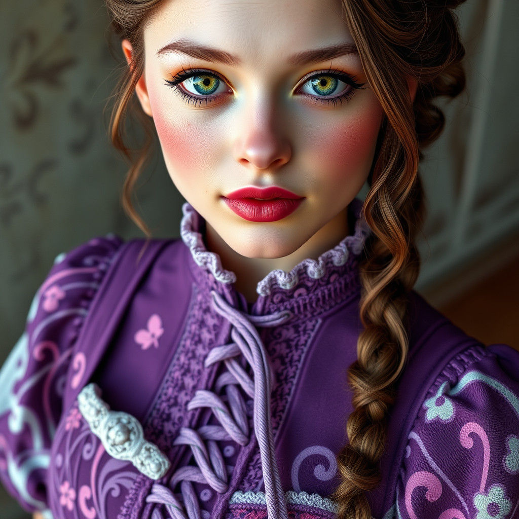 Beautiful Woman in Dirndl with Storybook Illustration Aesthe...