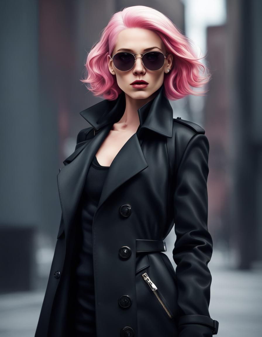 Pink-Haired Spy in Black Trench Coat
