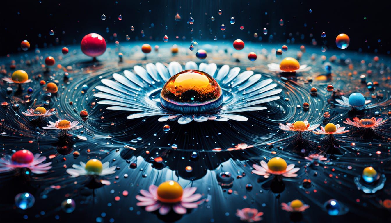 Cosmic Water Droplet Vortex in Ethereal Glow