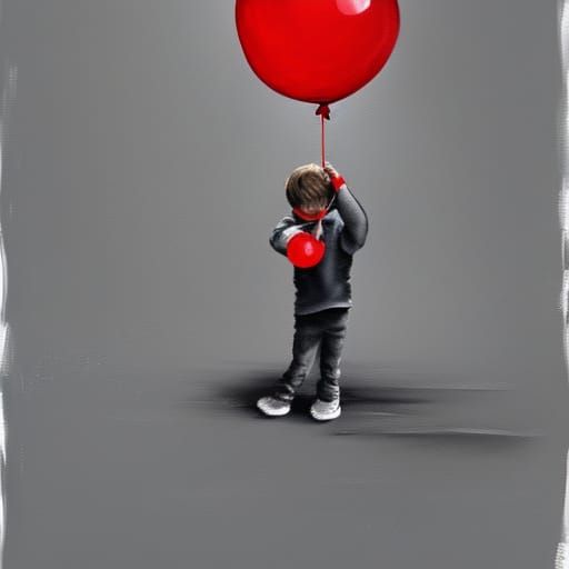 Boy with Red Balloon in Grey Town: Speedpaint