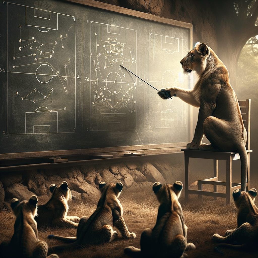 Lioness Teaches Cubs Wild Hunting Strategies in the Savannah...