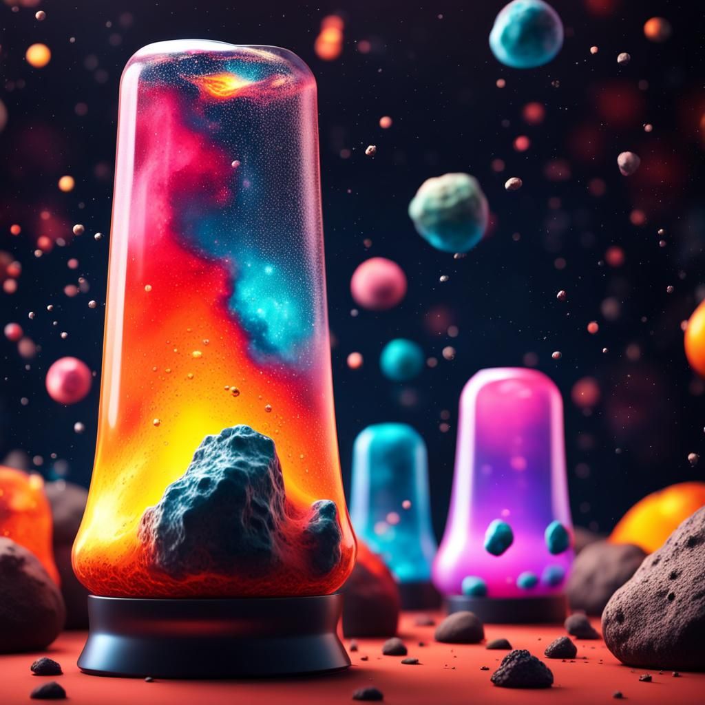 Abstract Lava Lamps in Cosmic Space: Hyperrealistic Renderin...