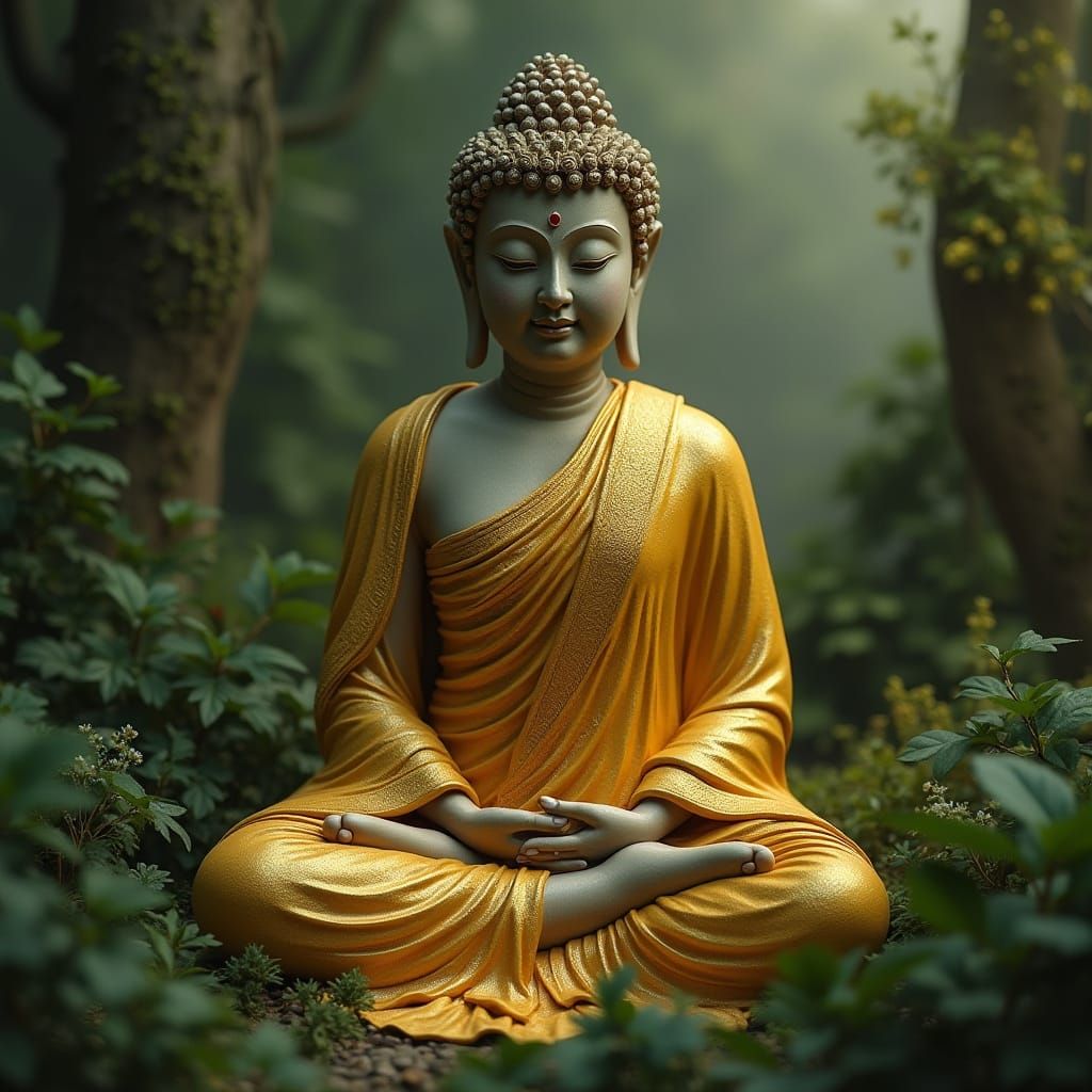 Meditative Buddha in Gold Robes
