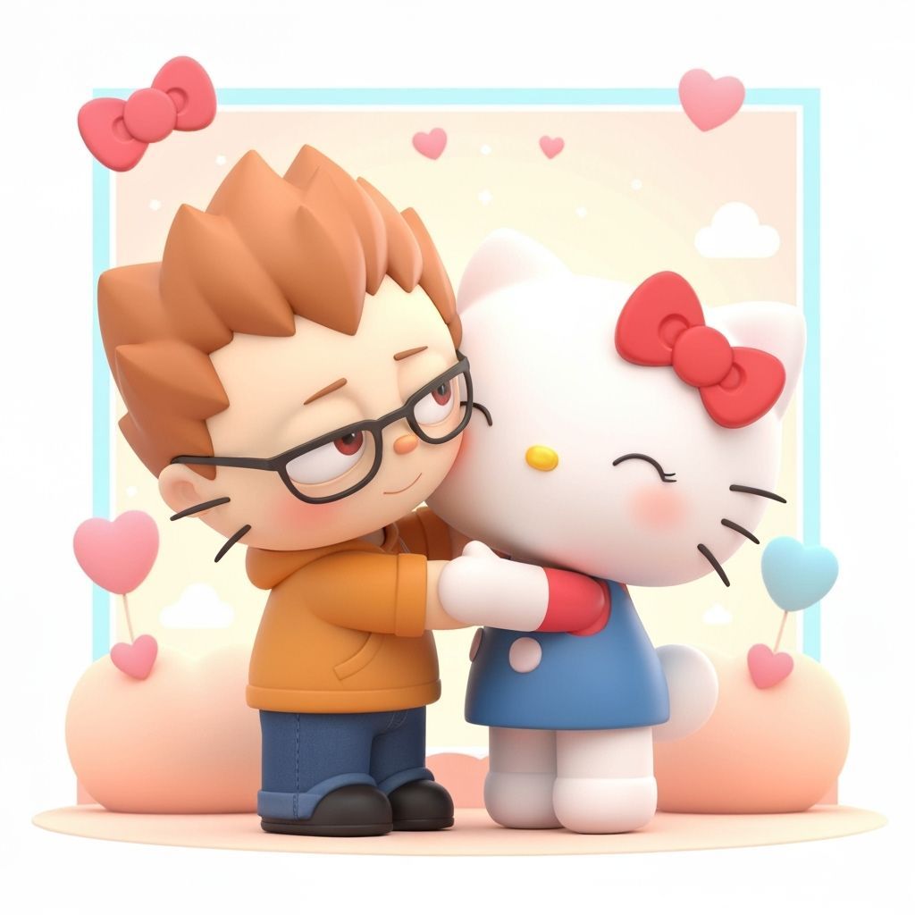 Hello Kitty Hugging Her Love: Fan Art