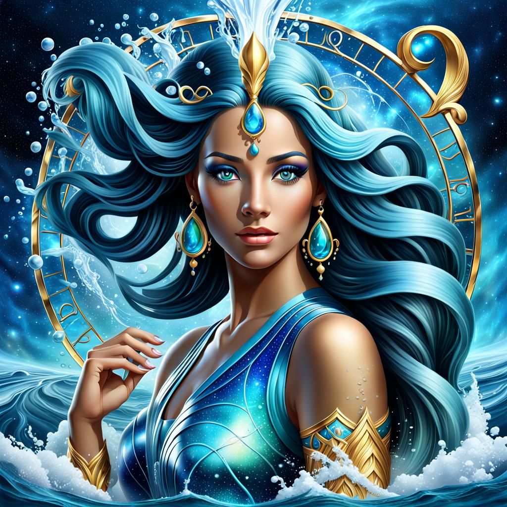 Aquarius Zodiac Sign in Airbrush Art