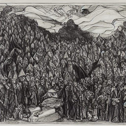 Night Cloak and Wine River by Otto Dix and Jan van Eyck Styl...