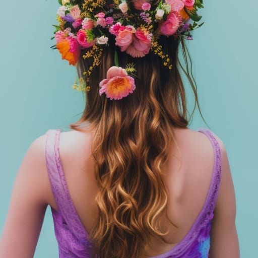 Girl with Flowers: Hyperdetailed Art Nouveau Portrait