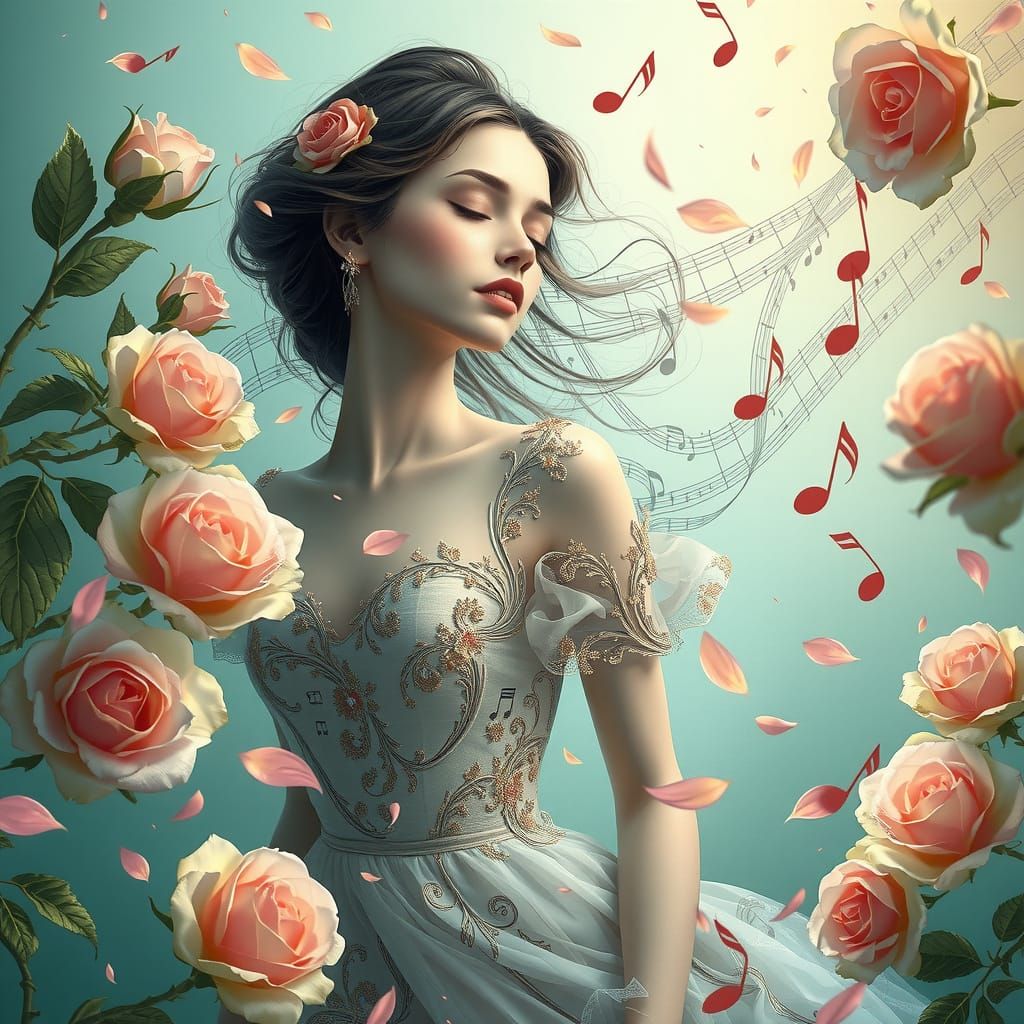 Whimsical Woman in Melodic Reverie